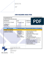 Job Hazard Analysis: Basic Job Steps Potential Hazards Recommended Actions or Procedure