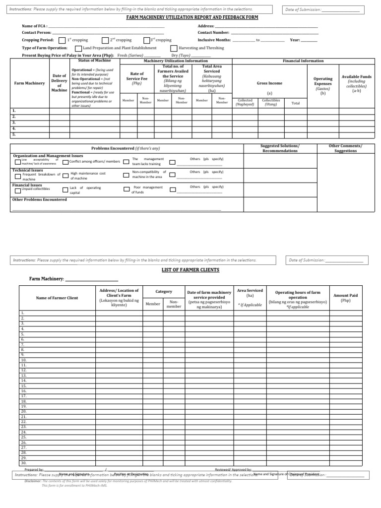 Utilization Report Form 1 | PDF | Expense | Agricultural Machinery