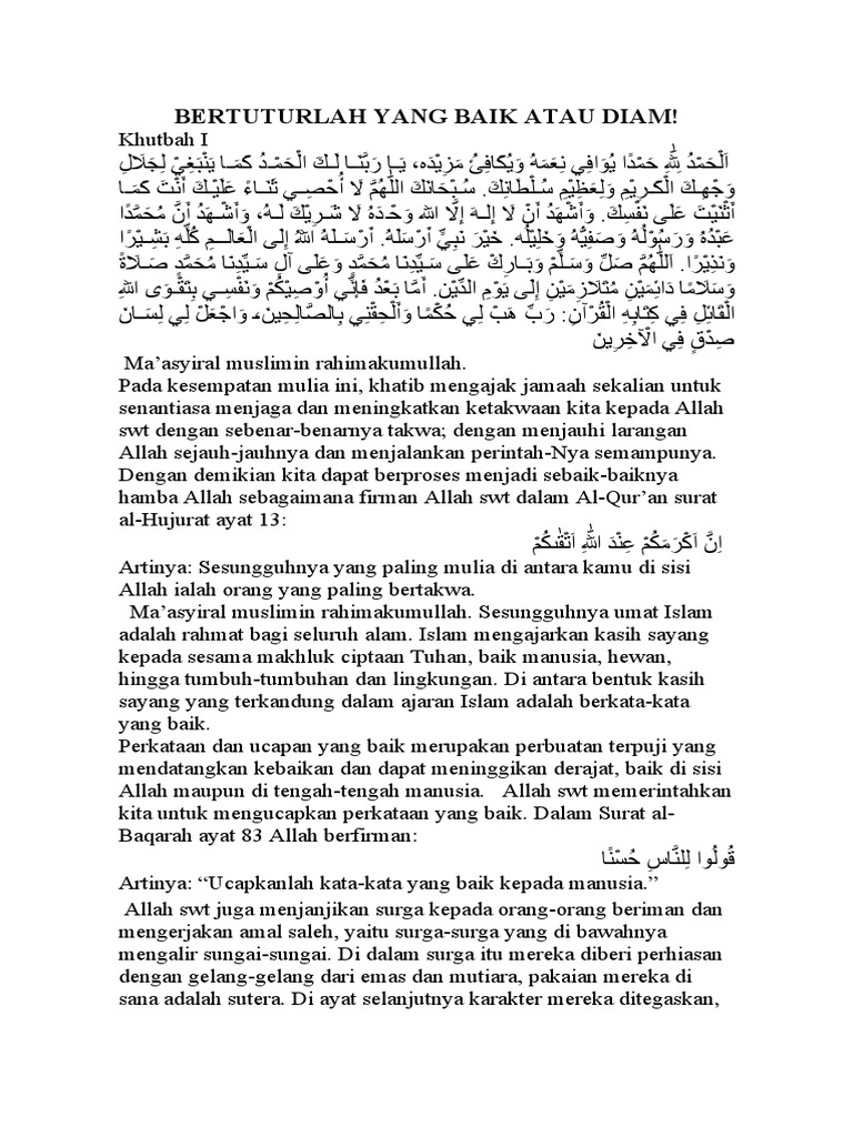 Berkata Baik Atau Diam Menjaga Bahasa Yang Mencerminkan Akhlak Mulia Pdf