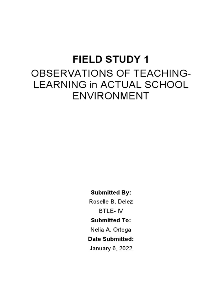 Observations of Teaching-Learning in Actual School Environment | PDF ...