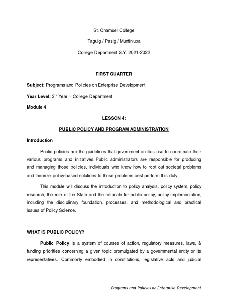Public Policy in Enterprise Development | PDF | Policy | Bill (Law)