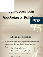 Operações com monômios e polinômios