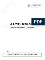 A Level Biology: PRE Course Materials and Notes