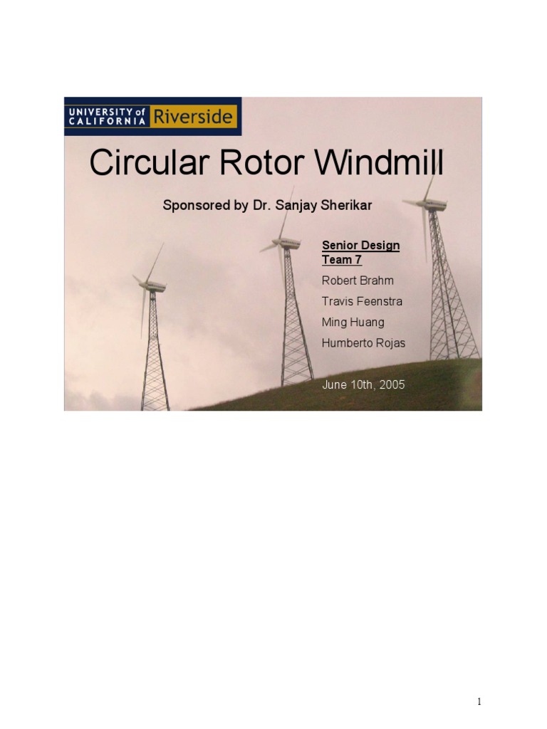 Circular Rotor Windmill Design Analysis | PDF | Power (Physics) | Torque