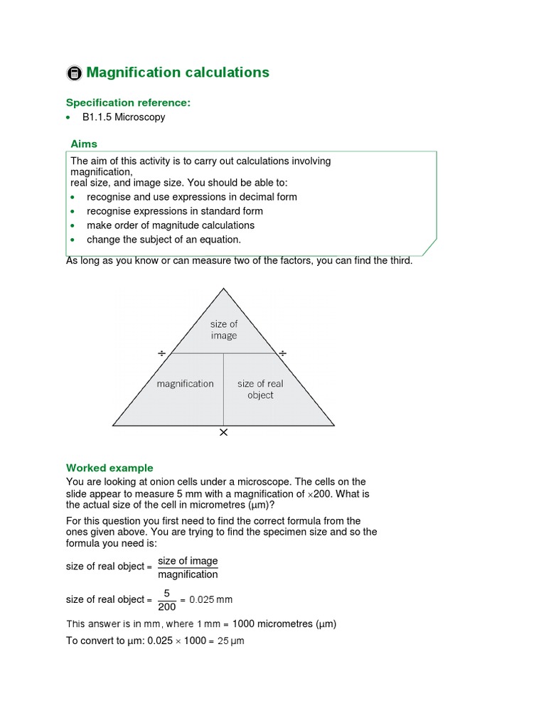 Magnification Calculations: Specification Reference | PDF