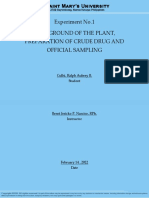 Lab. 1-Background of The Plant, Preparation of Crude Drug and Official Sampling
