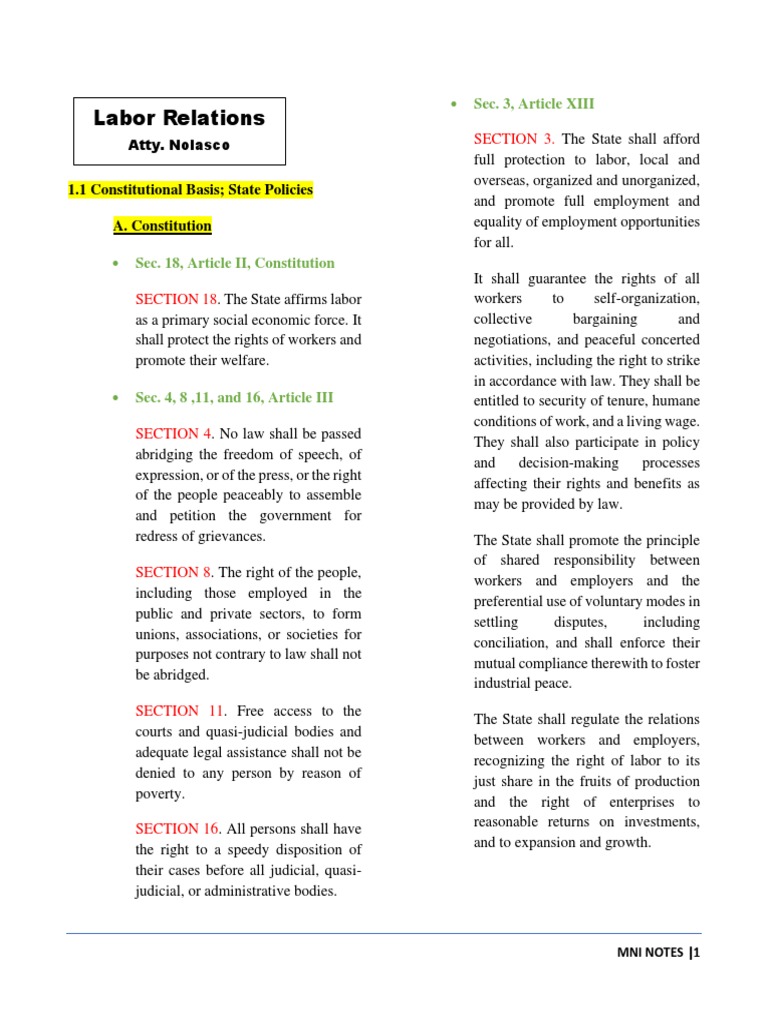 Notes On Labor Relations | PDF | Employment | Strike Action