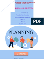 Presentation On - Planning: Sinhgad Technical Education Society'S SKNSSBM - Ambegaon
