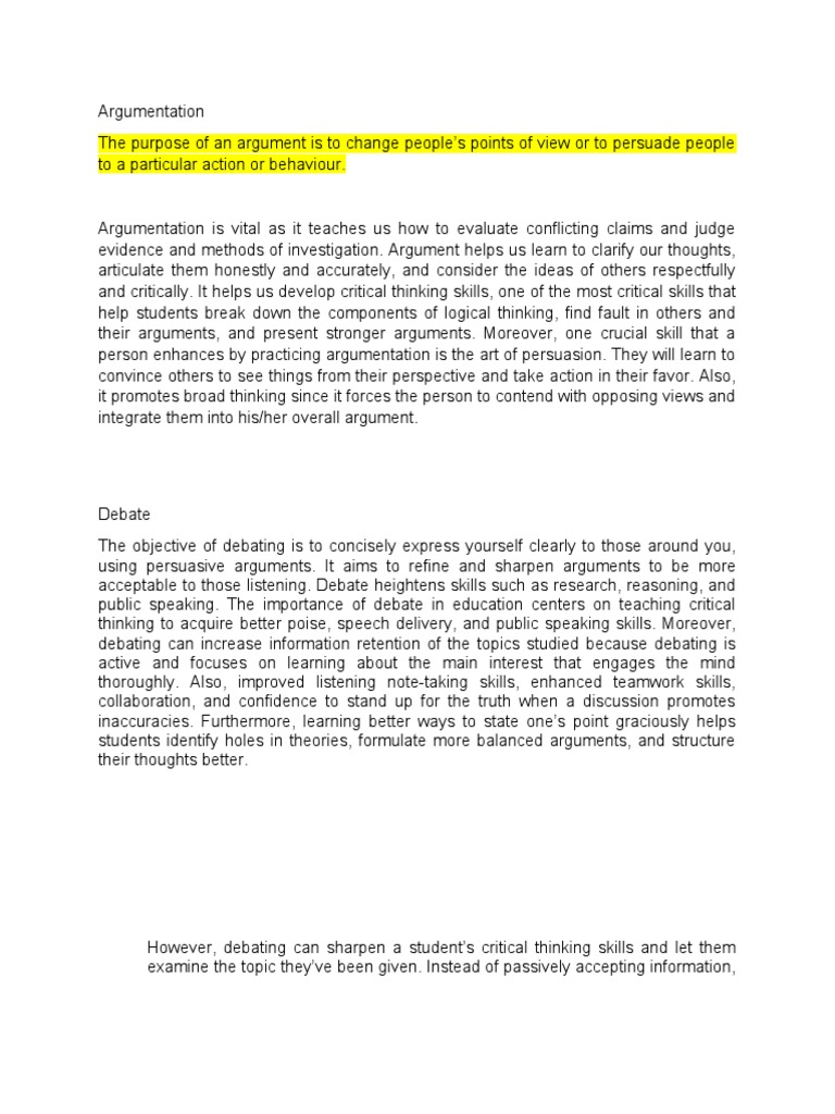 The Power of Argumentation & Debate | PDF
