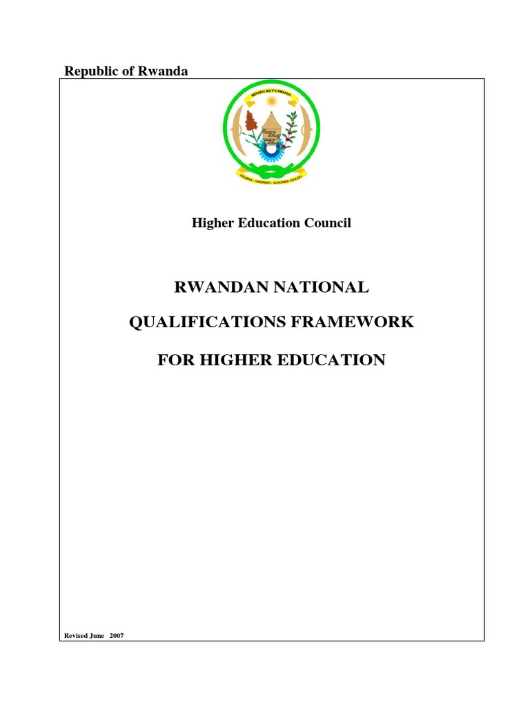 Rwandan national qualifications framework for higher education pdf