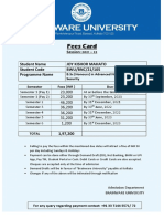 Fees Card: Student Name Joy Kishor Mahato Student Code BWU/BNC/21/105 Programme Name