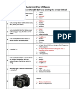 Assignment For S2 Classes: (Answer All Questions in The Table Below by Circling The Correct Letters)