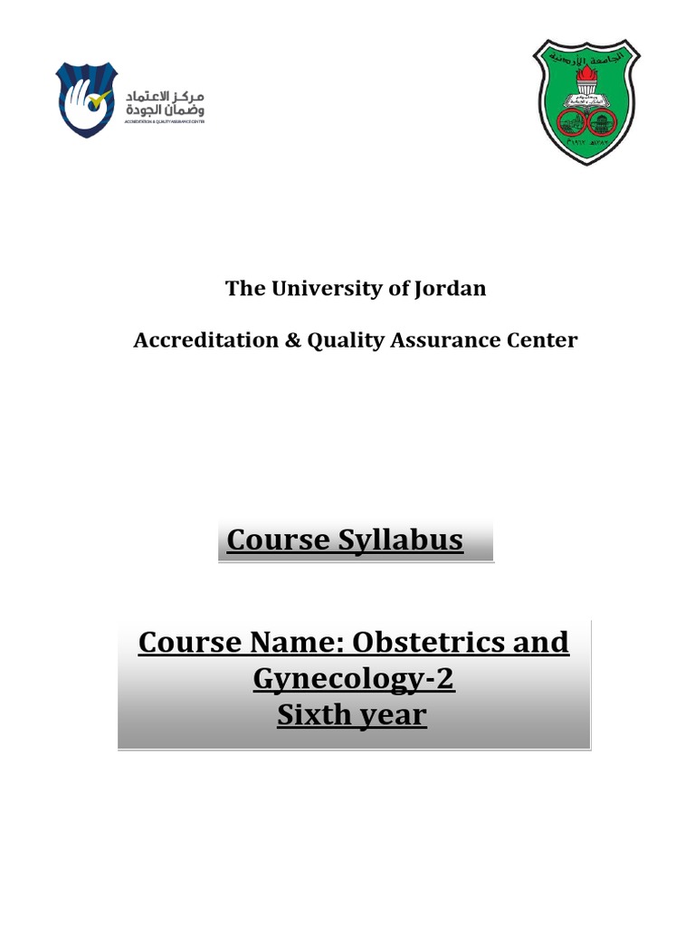 Course Syllabus Course Name: Obstetrics and Gynecology-2 Sixth Year ...