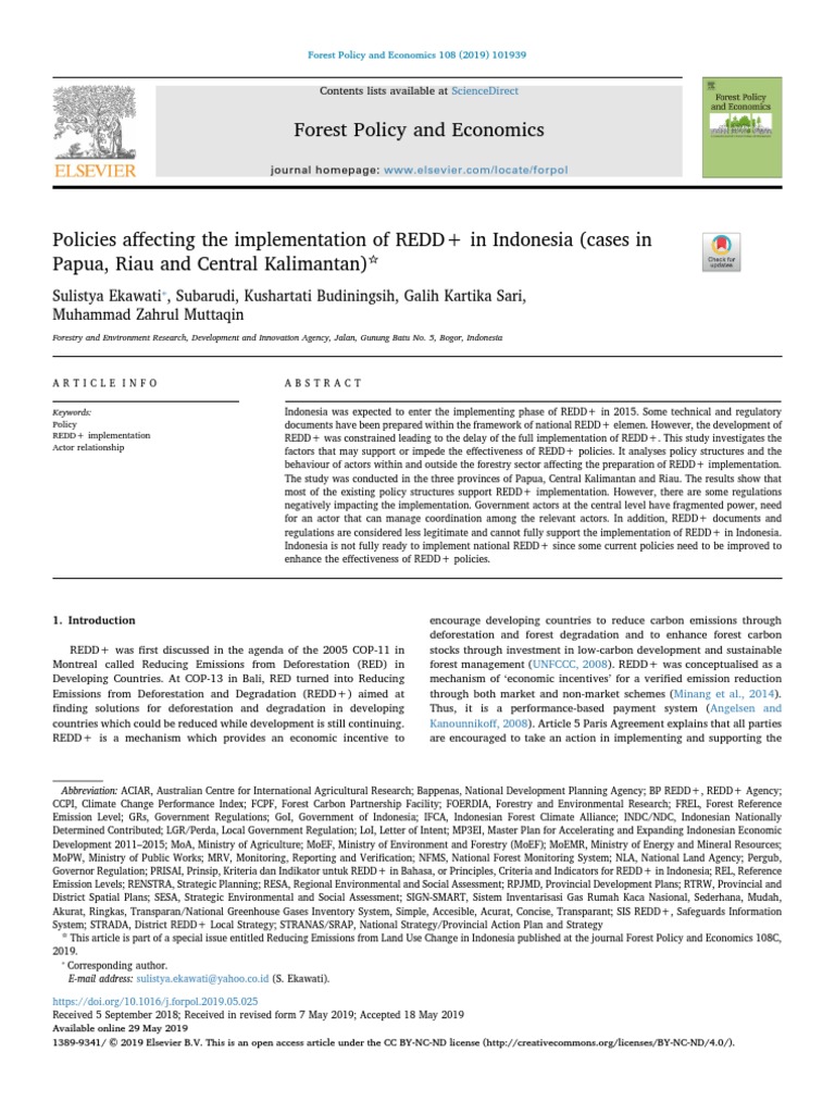 Forest Policy and Economics: Sciencedirect | PDF | Reducing Emissions ...