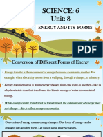 Science: 6 Unit: 8: Energy and Its Forms