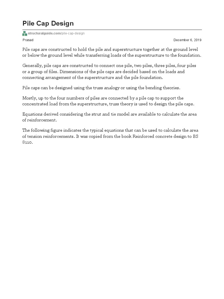 Pile Cap Design Structural Guide PDF Deep Foundation Truss