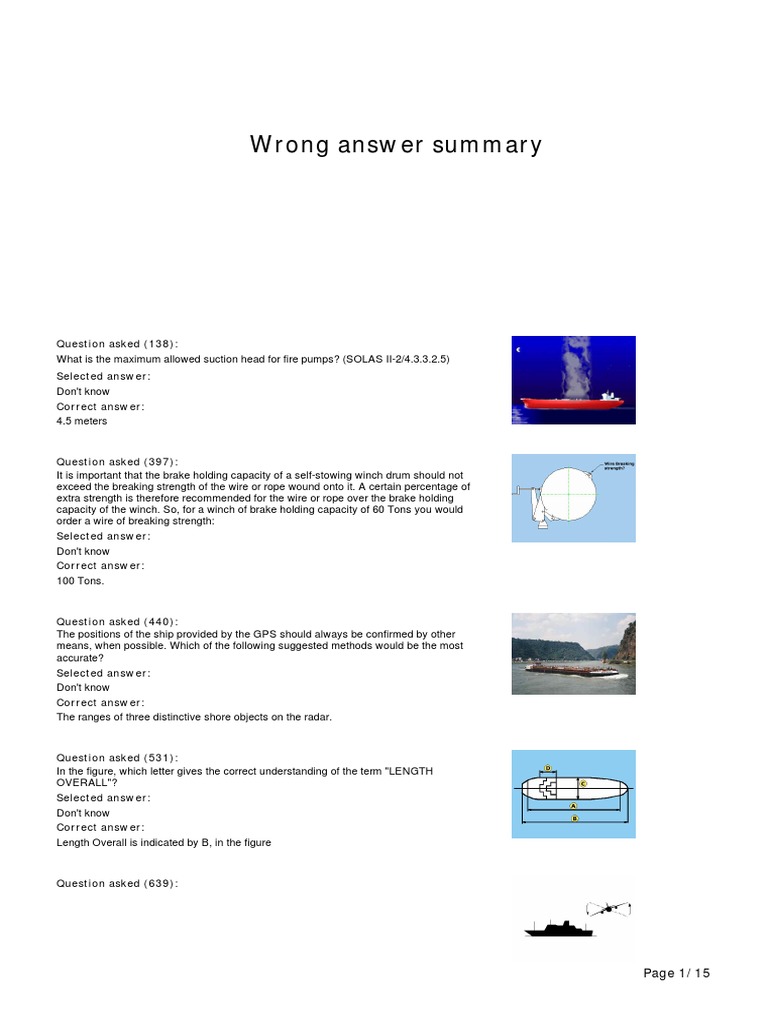 CES Test Answers for Deck Cadets | PDF | Science & Mathematics
