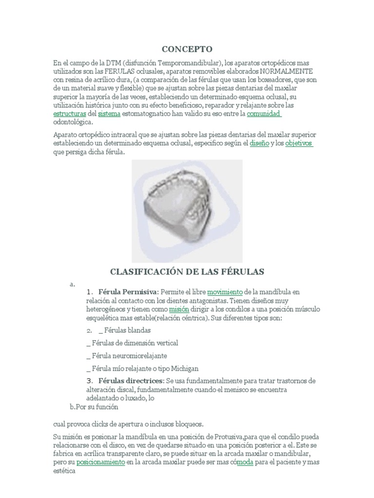 Férula Michigan - ATM - Bruxismo, Catálogo Ortodoncia