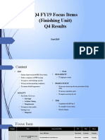 Q4 FY19 Focus Items (Finishing Unit) Q4 Results: Date/2019