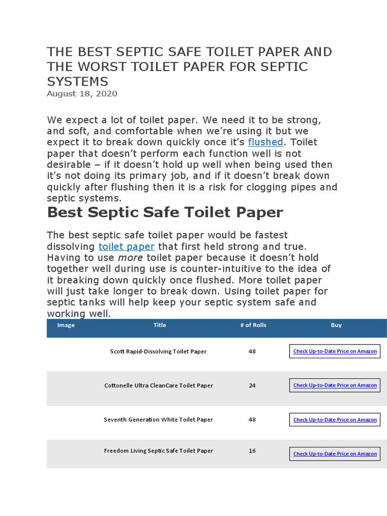 The Best Septic Safe Toilet Paper and The Worst Toilet Paper For Septic