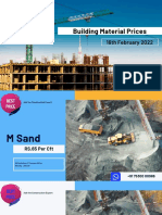 February 2022 Building Material Price List for M Sand, P Sand, Aggregate, Concrete, AAC Blocks, Cement, TMT and Bricks