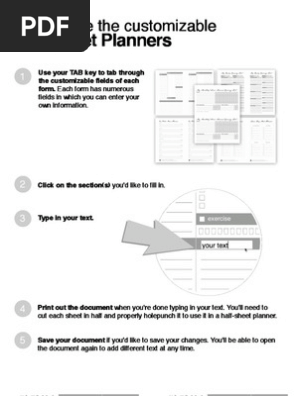 Half Sheet Planners Custom Directions