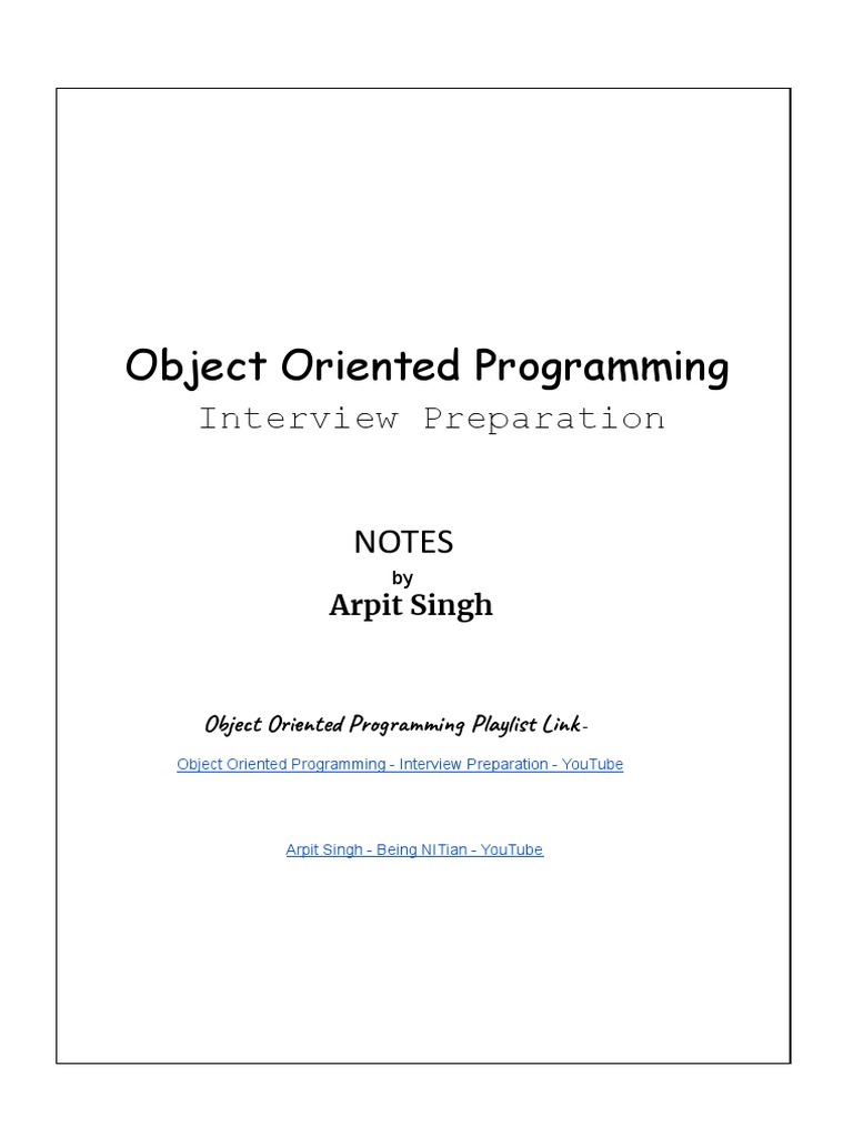 Object Oriented Programming Notes | PDF