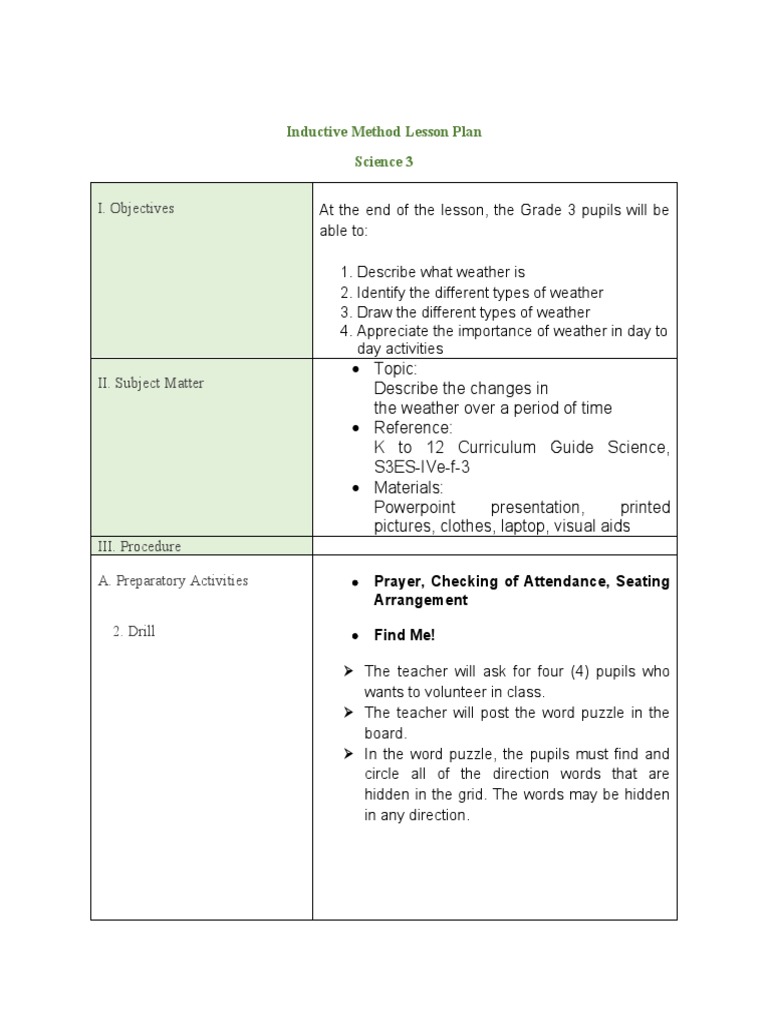Science Lesson Plan Templates PDF Atmosphere Of Earth Cloud
