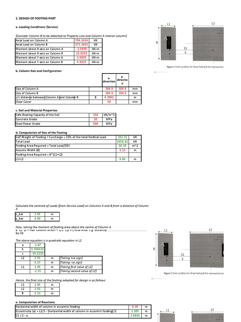 Design of Eccentric Footing With Strap | PDF | Column | Shear Stress