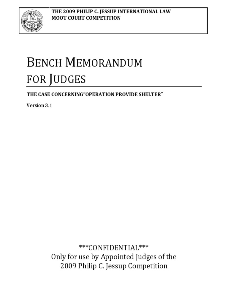 Bench Memo Jessup 2009 Shelter | PDF | Responsibility To Protect ...