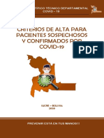 Criterios de alta para pacientes con COVID-19 en Sucre, Bolivia