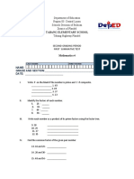 Tabang Elementary Math 4 Test on Prime Numbers and Factors