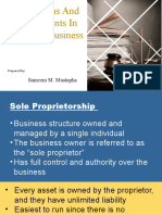 Sole Proprietor and Partnership