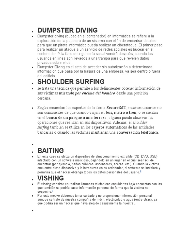 Dumpster Diving PDF Ingeniería Social (Seguridad) Contraseña