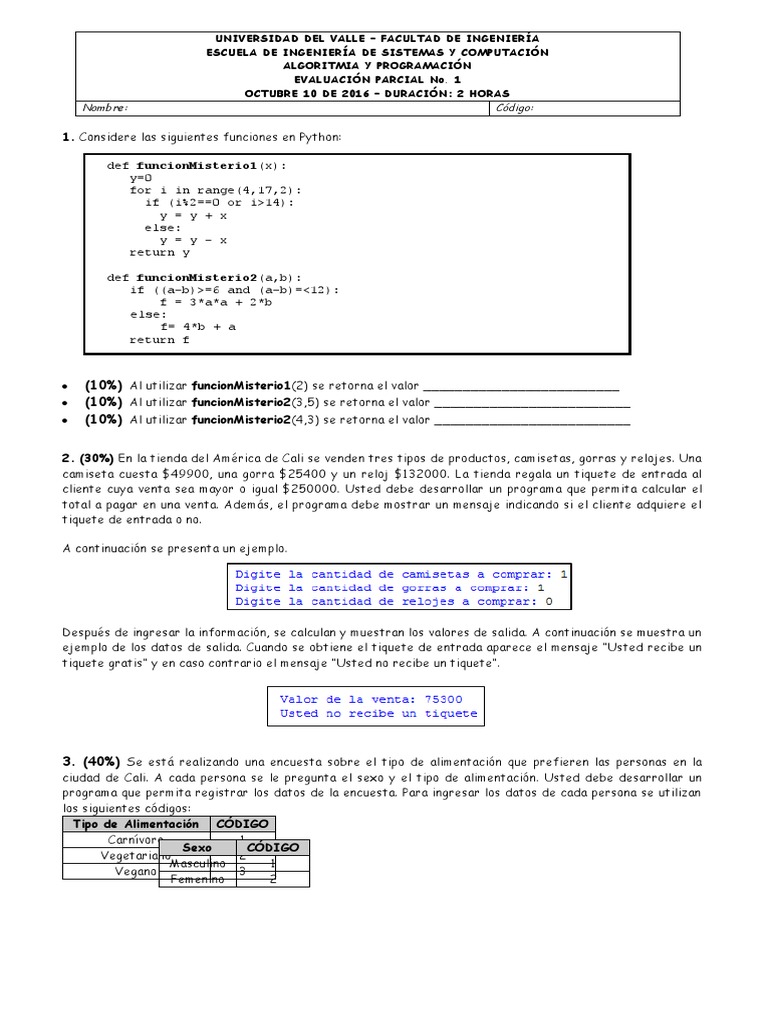 Evaluación de Algoritmos en Python | PDF | Python (lenguaje de ...