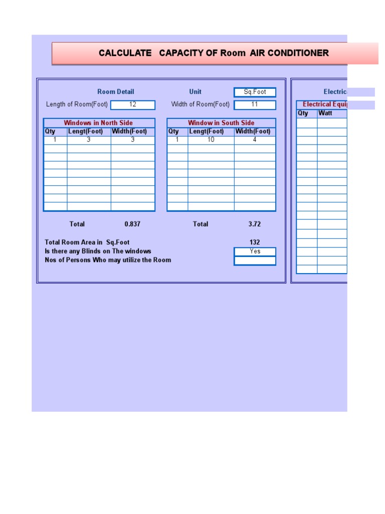 Calculate Size of Air Conditioning For Room 22812 Download Free PDF