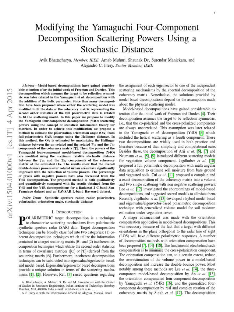 Modifying The Yamaguchi Four-Component Decomposition Scattering Powers ...