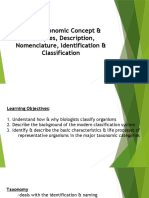 Basic Taxonomic Concept & Principles, Description, Nomenclature, Identification & Classification