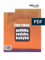 ŠVIETIMAS: POLITIKA, VADYBA, KOKYBĖ/EDUCATION POLICY, MANAGEMENT AND QUALITY, Vol. 1, No. 2, 2009