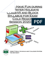 Learn & Have Fun During The Winter Holidays Class-VII and Block Syllabus For Exam Cold Region Session 2020-21