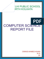 Computer Science Report File from Delhi Public School North Kolkata