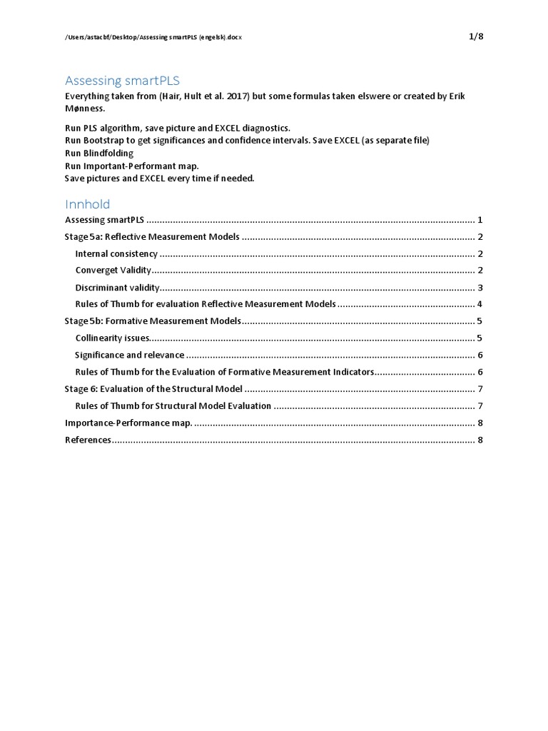Evaluating PLS-SEM with SmartPLS | PDF | Multicollinearity ...