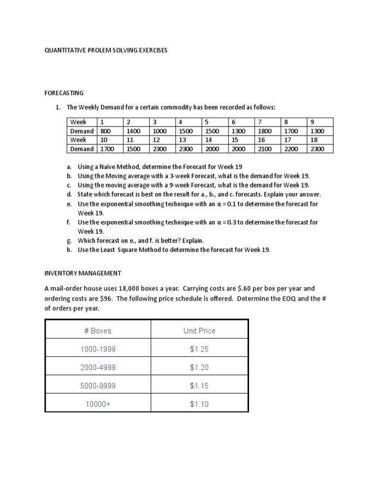 Quantitative Prolem Solving Exercises | PDF | Teaching Methods & Materials