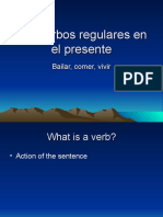 Verbos y su conjugacion regular en tiempo presente