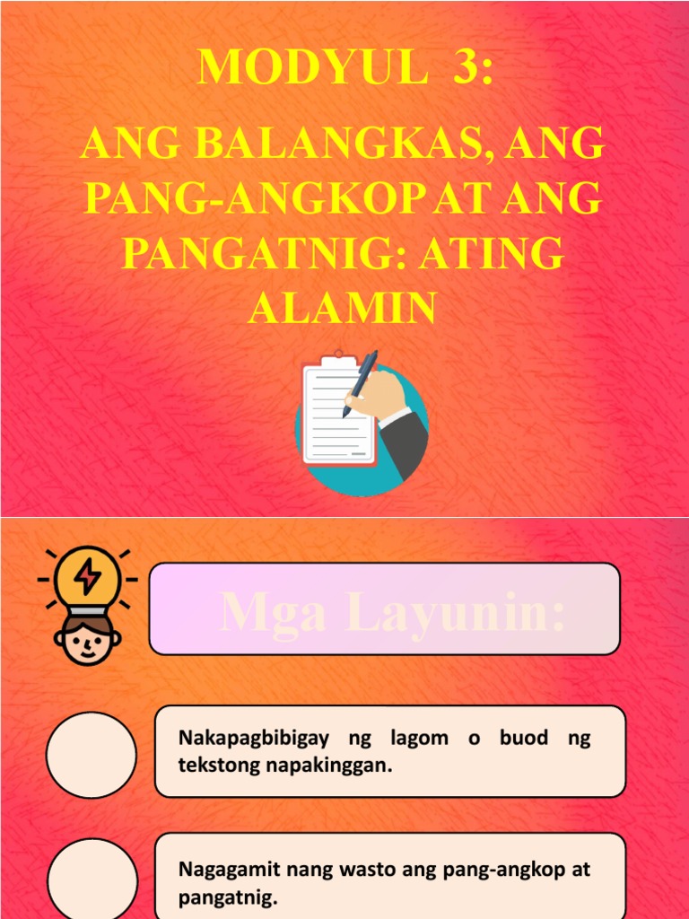 Pagbubuod Pang Angkop Pangatnig PDF