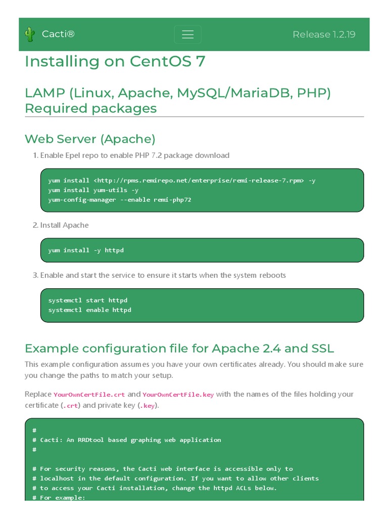 Cacti Instalando CentOS | PDF | My Sql | Internet & Web