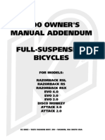 2000 Owner's Manual Addendum Full-suspension Bicycles