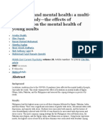 COVID-19 and Mental Health: A Multi-Country Study-The Effects of Lockdown On The Mental Health of Young Adults