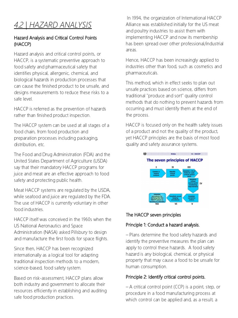 M4 - Hazard Analysis and Critical Control Points | PDF | Hazard ...