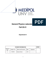 General Physics Laboratory Fall 20-21: Experiment 6